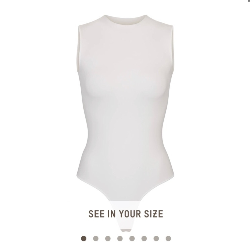 SKIMS Essential Crewneck Bodysuit in Marble